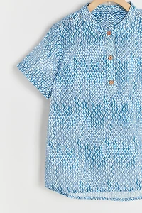 Afrika Mandarin Collar Short Sleeve Shirt