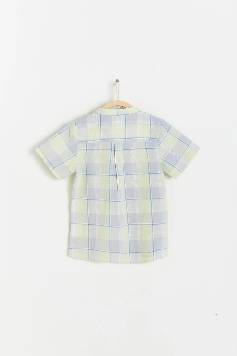Lion Mandarin Collar Short Sleeve Shirt