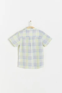 Lion Mandarin Collar Short Sleeve Shirt