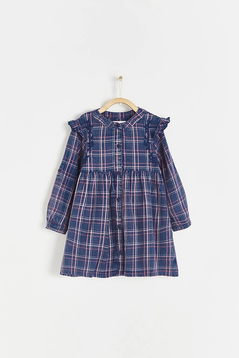 Beli Flannel Ruffle Dress