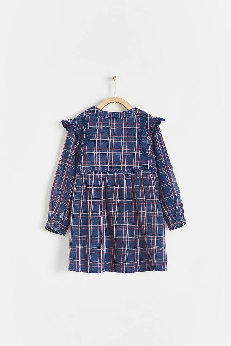 Beli Flannel Ruffle Dress