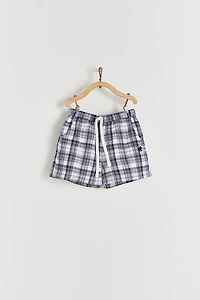Linen Plaid Harem Shorts
