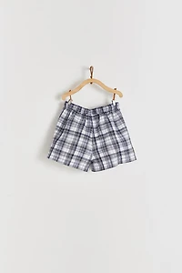 Linen Plaid Harem Shorts