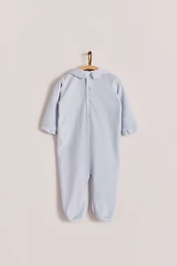 Smock Velour Footed Playsuit
