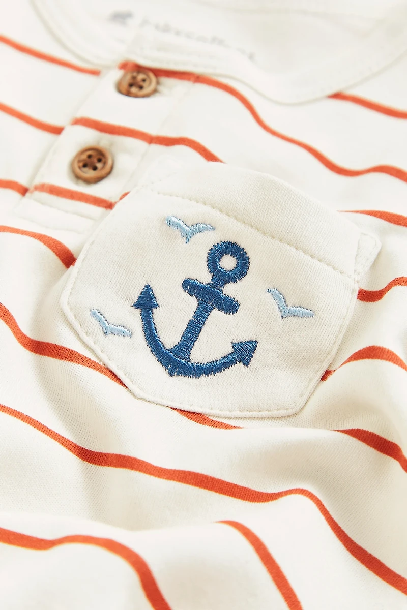 Striped Short Pocket Romper