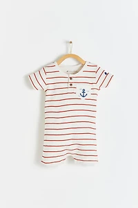 Striped Short Pocket Romper