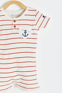 Striped Short Pocket Romper