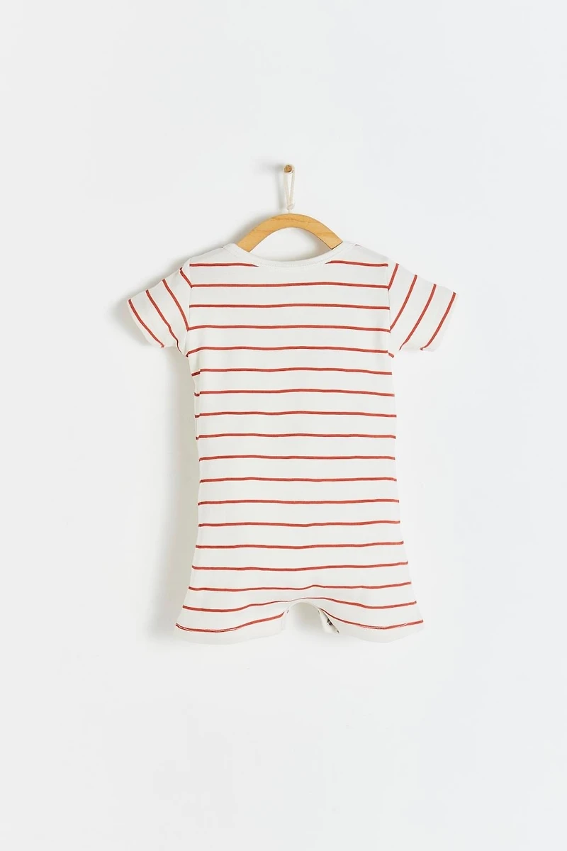 Striped Short Pocket Romper