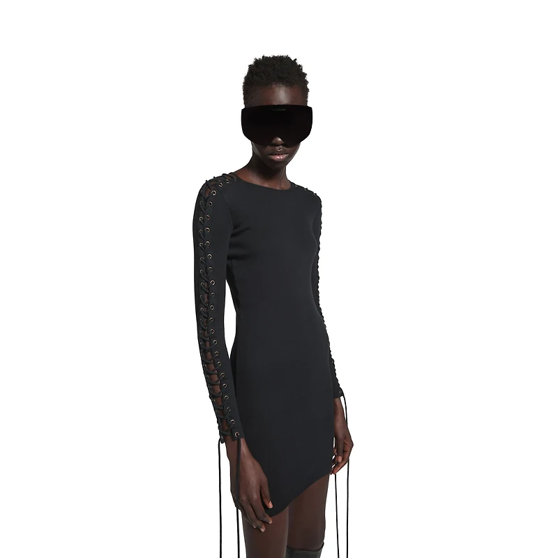 lace-up long sleeve dress