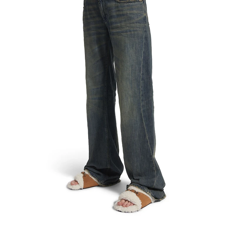 furry slide sandal