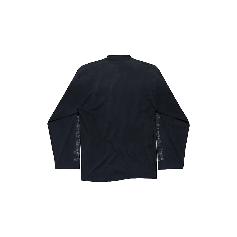 transparent tape shifted oversized long sleeve t-shirt