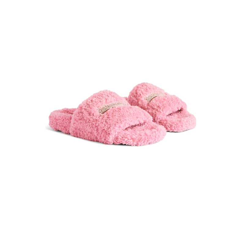 furry slide sandal