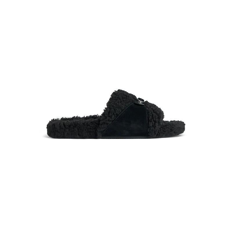 furry slide sandal