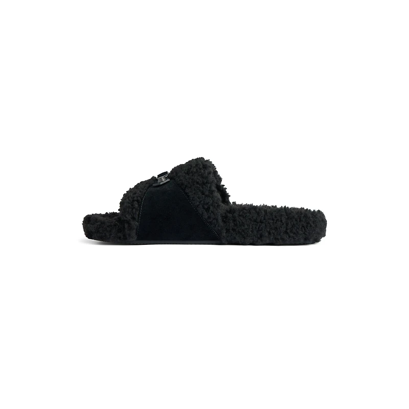 furry slide sandal