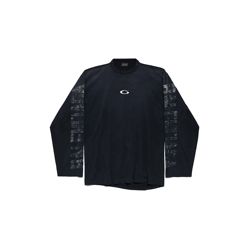 transparent tape shifted oversized long sleeve t-shirt