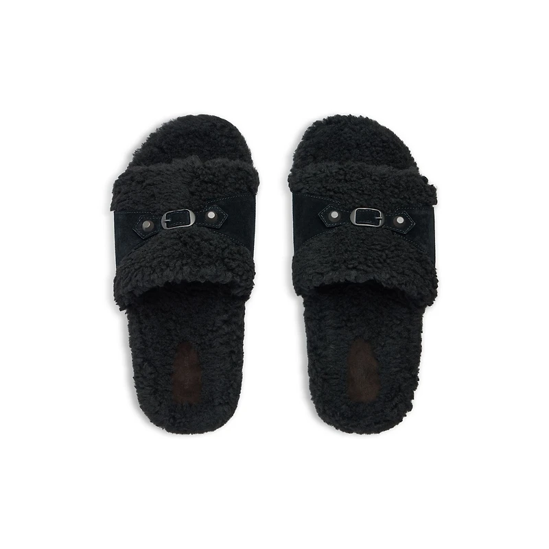 furry slide sandal