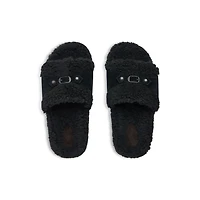furry slide sandal