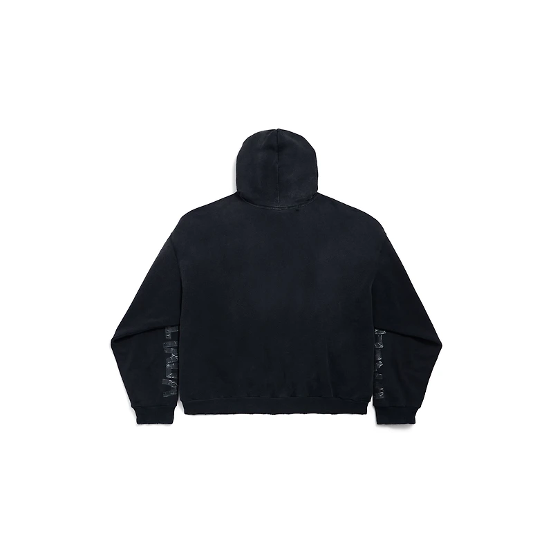 transparent tape ripped pocket hoodie