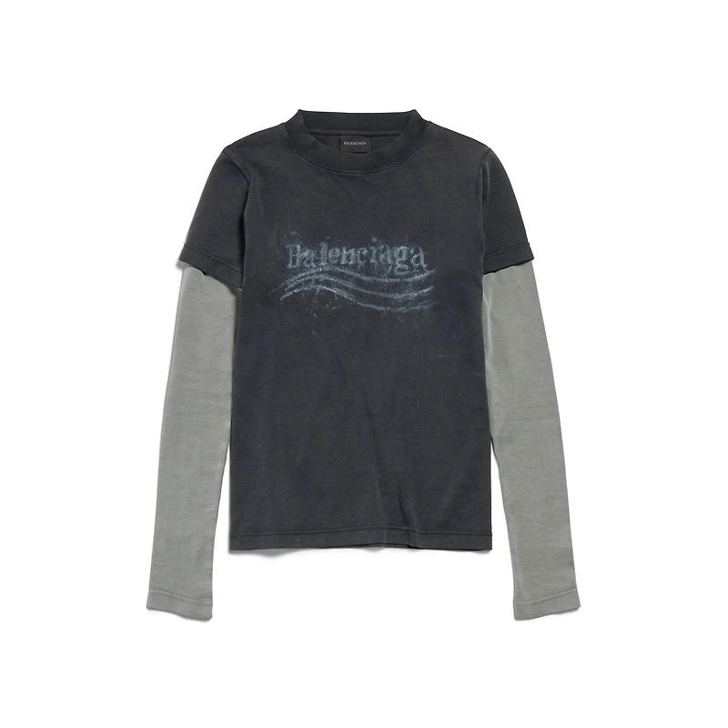 washed crayon political double sleeve t-shirt