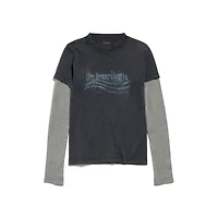washed crayon political double sleeve t-shirt