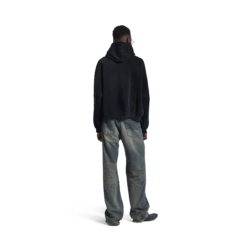 transparent tape ripped pocket hoodie