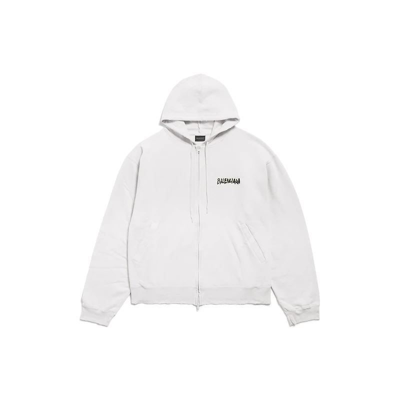 masking tape oversized zip-up hoodie