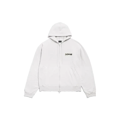 masking tape oversized zip-up hoodie
