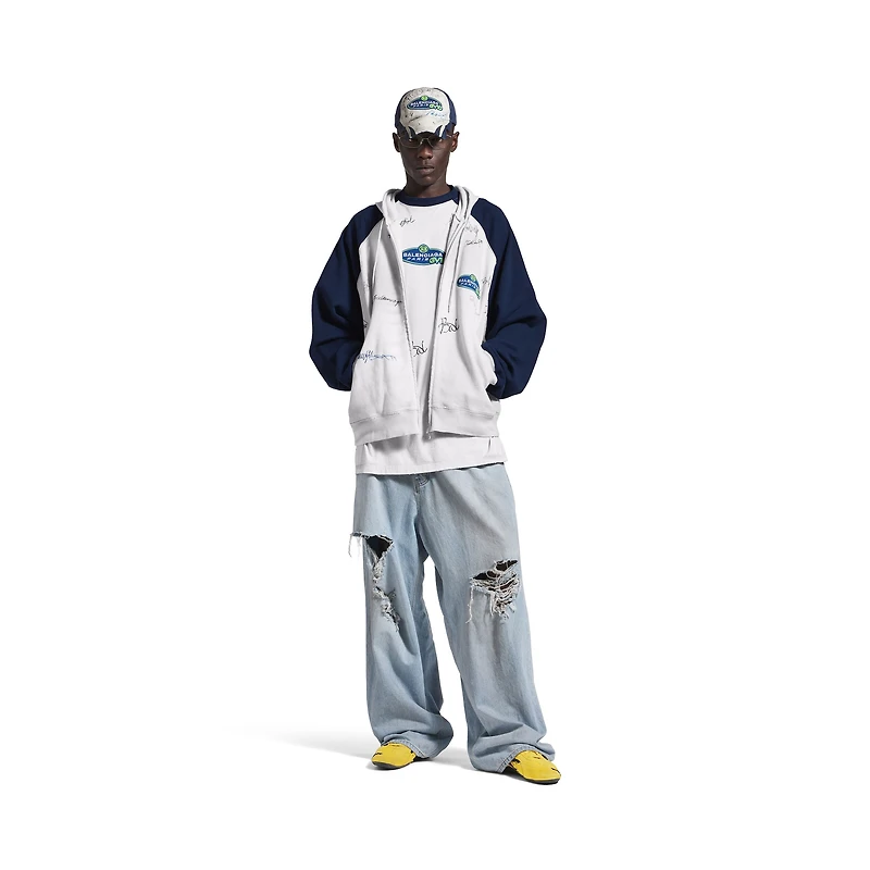 banana raglan oversized zip-up hoodie