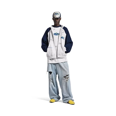 banana raglan oversized zip-up hoodie