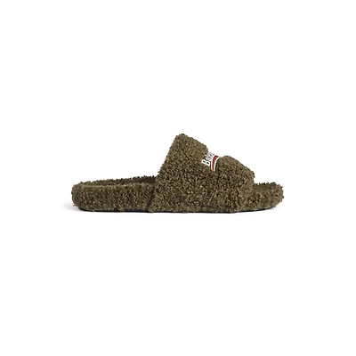 furry slide sandal