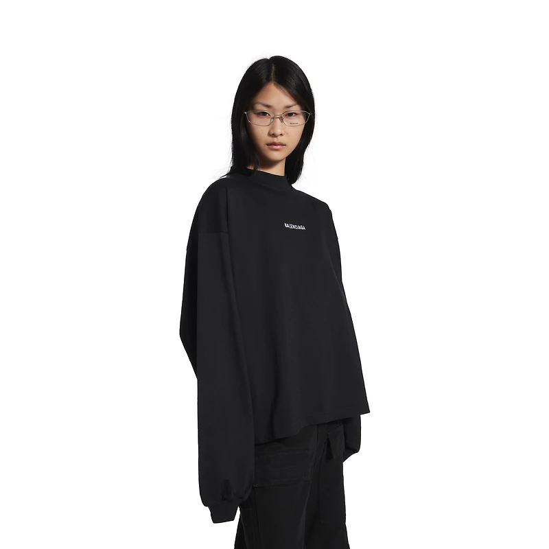 balenciaga back cropped long sleeve t-shirt