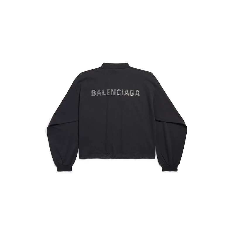 balenciaga back strass cropped long sleeve t-shirt