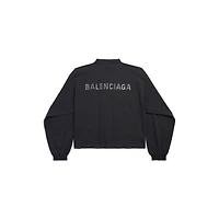 balenciaga back strass cropped long sleeve t-shirt
