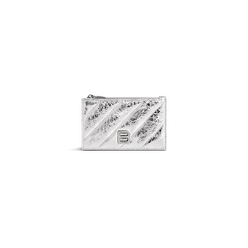 crush long coin and card holder metallized quilted