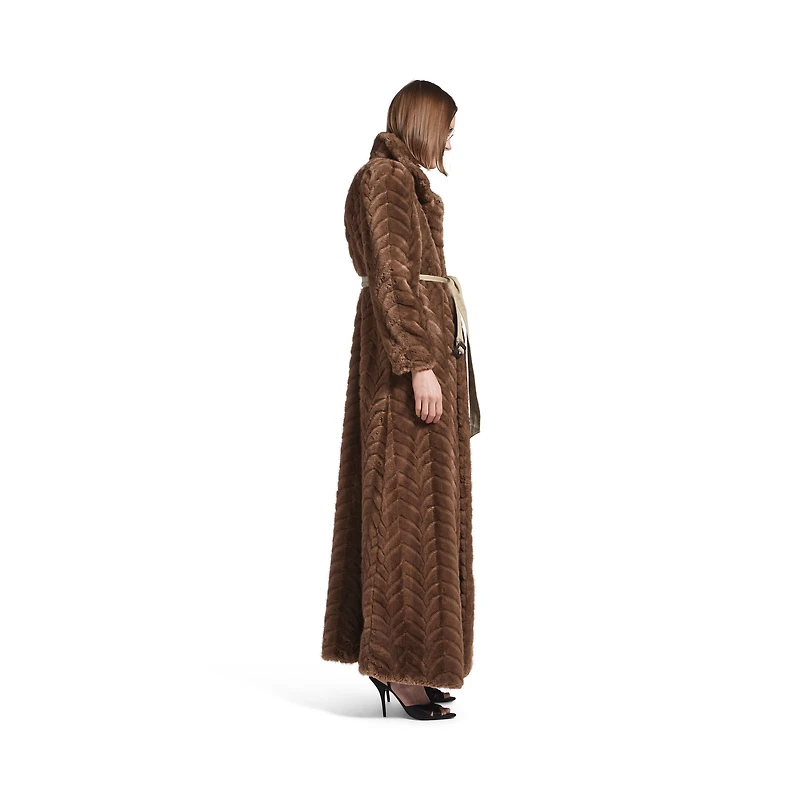 animal-free fur maxi coat