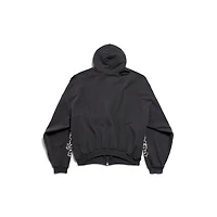 blackletter script pulled zip-up hoodie large fit