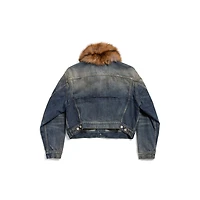 animal-free fur collar denim jacket