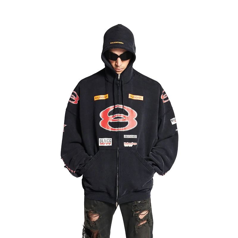 sponsor logos large zip-up hoodie