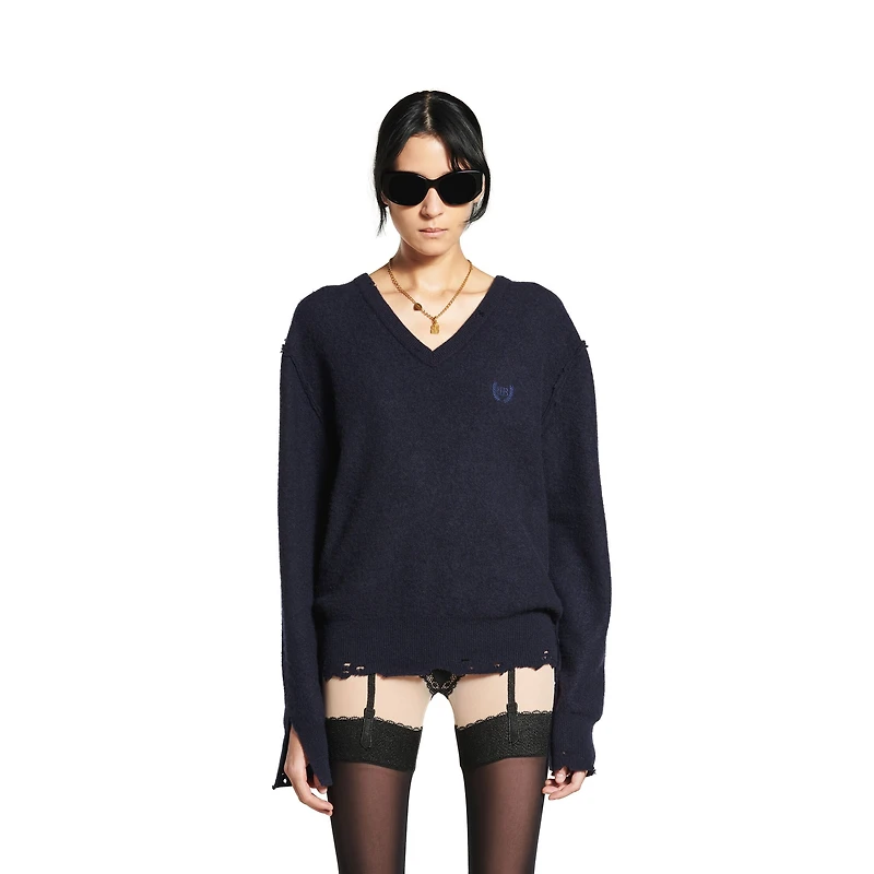 laurel classic inside-out v-neck sweater