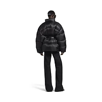 belted hourglass short puffer