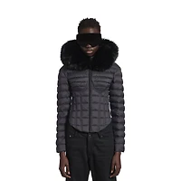 hooded corseted puffer