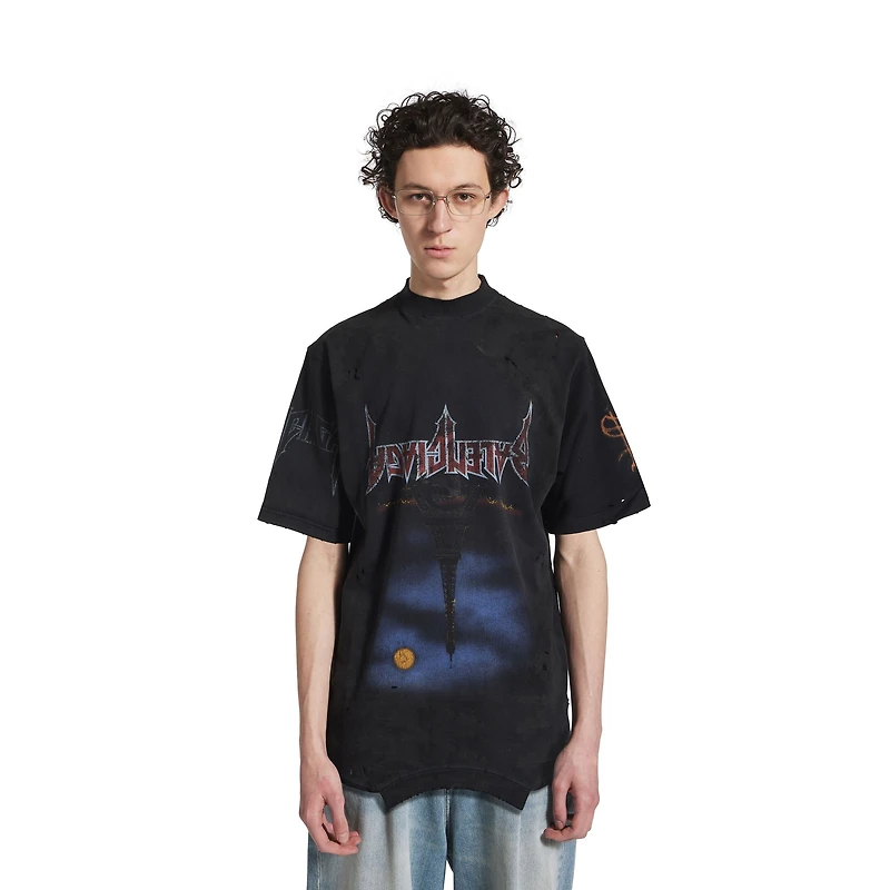 paris moon upside down t-shirt oversized
