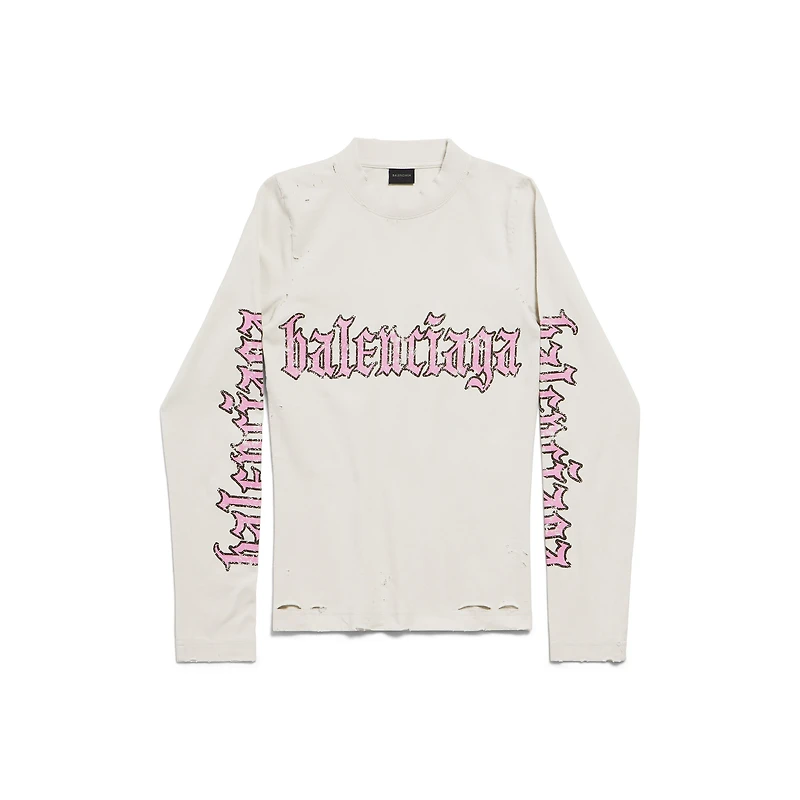 blackletter script fitted long sleeve t-shirt