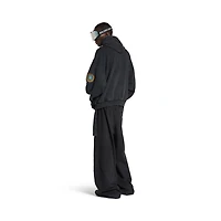 uniform patch zip-up hoodie large fit