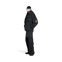 uniform patch zip-up hoodie large fit