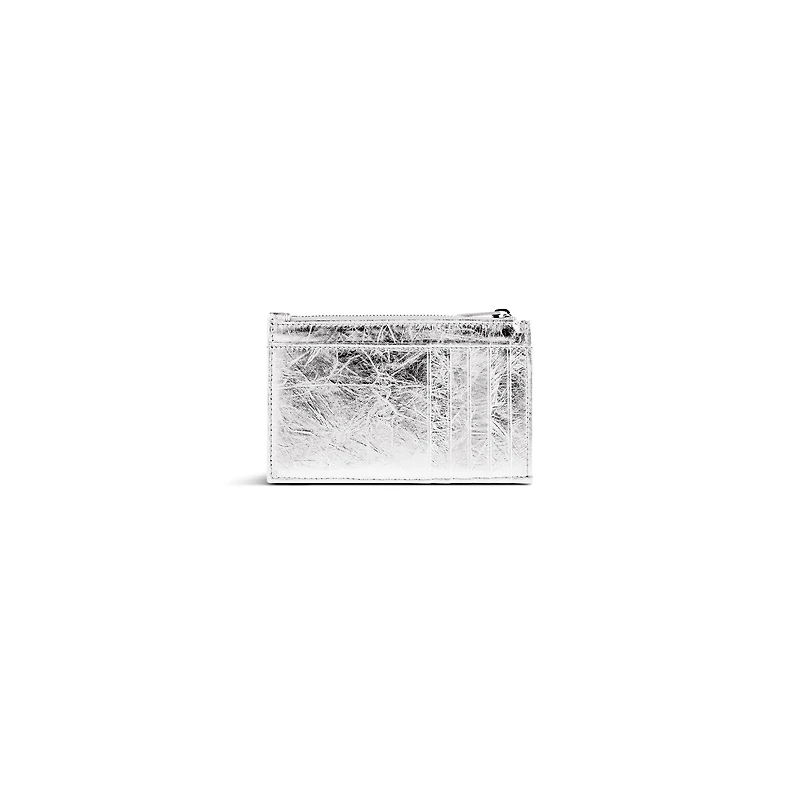 crush long coin and card holder metallized quilted
