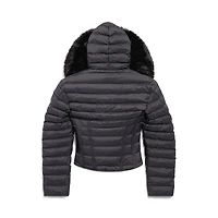 hooded corseted puffer