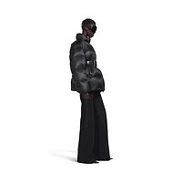 belted hourglass short puffer