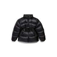 belted hourglass short puffer