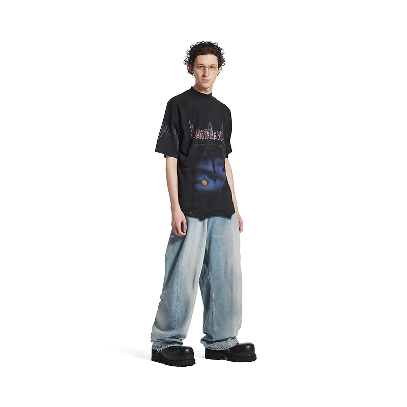 paris moon upside down t-shirt oversized